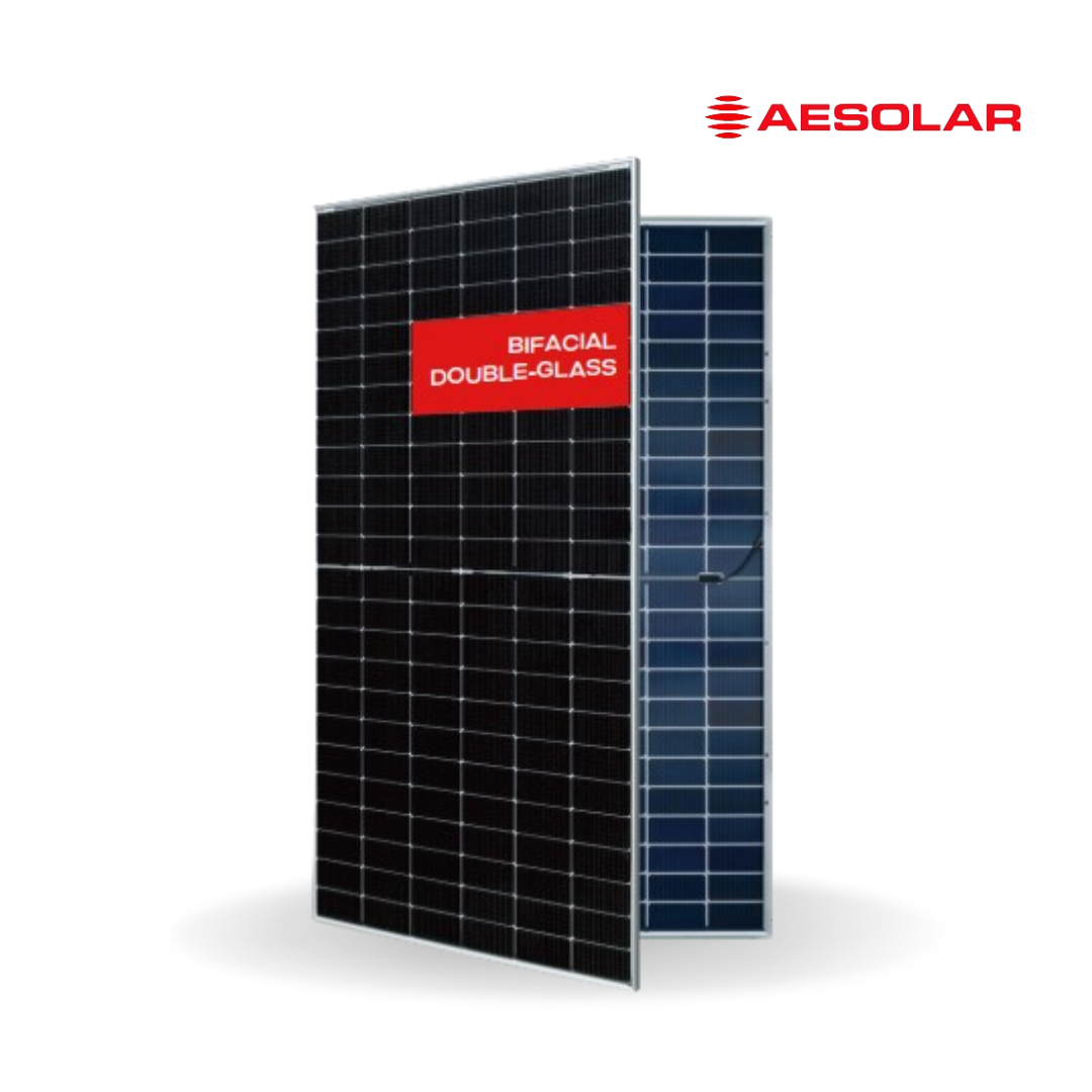 Tấm pin năng lượng mặt trời AE Solar 700W – Công nghệ hai mặt kính (Double Glass Bifacial)